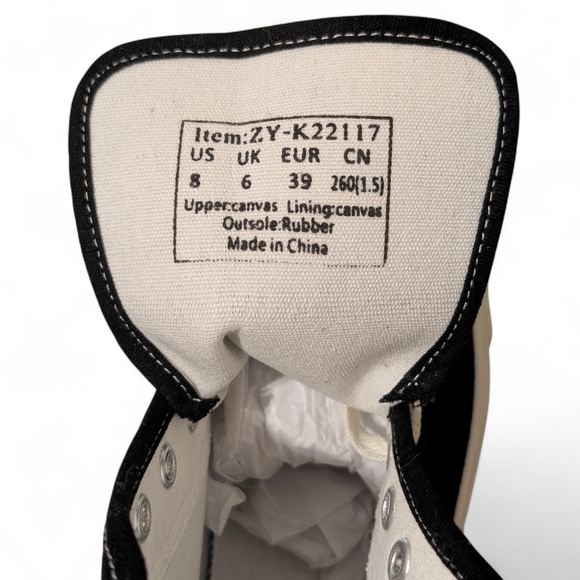 👟 Classic Black High Top Canvas Sneakers Size 8 – New! - Picture 7 of 7